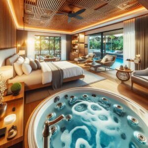 hotel with jacuzzi in room